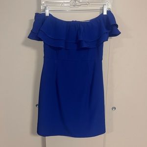 Royal blue off-the-shoulder mini dress